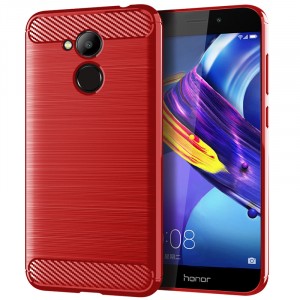 Силиконовый матовый непрозрачный дизайнерский фигурный чехол текстура Металлик для Huawei Honor 6C Pro Красный