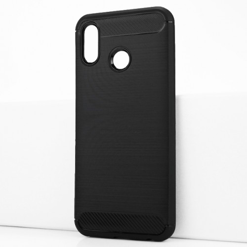 Силиконовый матовый непрозрачный чехол с текстурным покрытием Металлик для Huawei Honor Play, цвет Черный