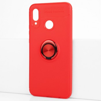 Силиконовый матовый непрозрачный чехол с встроенным кольцом-подставкой для Huawei Nova 3 Красный