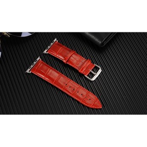 Кожаный ремешок текстура Крокодил для Apple Watch Series 4/5 40мм/Series 1/2/3 38мм Красный