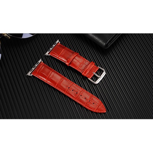 Кожаный ремешок текстура Крокодил для Apple Watch Series 4/5 40мм/Series 1/2/3 38мм, цвет Красный
