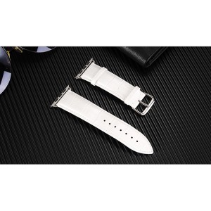 Кожаный ремешок текстура Крокодил для Apple Watch Series 4/5 44мм/Series 1/2/3 42мм Белый
