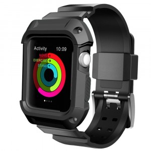 Противоударный силиконовый чехол/ремешок для Apple Watch 38мм Черный