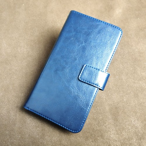 Глянцевый водоотталкивающий чехол портмоне подставка на силиконовой основе с отсеком для карт на магнитной защелке для Meizu 15, цвет Синий