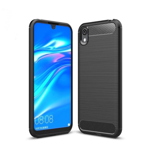 Матовый силиконовый чехол для Huawei Y5 (2019)/Honor 8s с текстурным покрытием металлик, цвет Черный