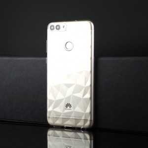 Силиконовый глянцевый полупрозрачный чехол с текстурным покрытием Камень для Huawei P Smart Белый