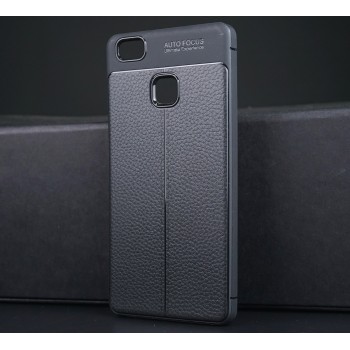 Чехол задняя накладка для Huawei P9 Lite с текстурой кожи Черный