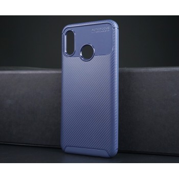 Силиконовый матовый непрозрачный чехол с текстурным покрытием Карбон для Huawei Nova 3 Синий