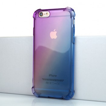 Силиконовый глянцевый полупрозрачный градиентный чехол с усиленными углами для Iphone 6/6s Фиолетовый