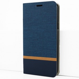 Флип чехол-книжка для Alcatel A7 с текстурой ткани и функцией подставки Синий
