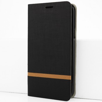 Чехол горизонтальная книжка подставка на силиконовой основе с отсеком для карт и тканевым покрытием для Huawei Honor 5X Черный