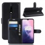 Чехол портмоне подставка на силиконовой основе с отсеком для карт на магнитной защелке для OnePlus 7 , цвет Черный