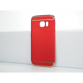 Двухкомпонентный сборный пластиковый матовый чехол для Samsung Galaxy S6 Edge Красный