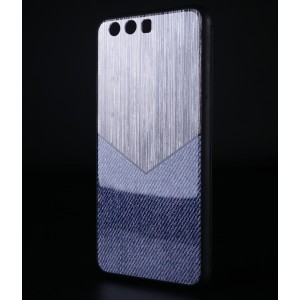 Силиконовый матовый непрозрачный чехол с поликарбонатной накладкой с текстурным покрытием Джинса/Дерево для Huawei P10 Синий