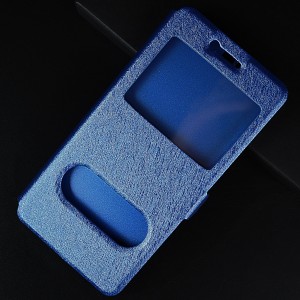 Чехол горизонтальная книжка подставка текстура Золото на пластиковой основе с окном вызова и полоcой свайпа на магнитной защелке для Huawei P10 Plus Синий