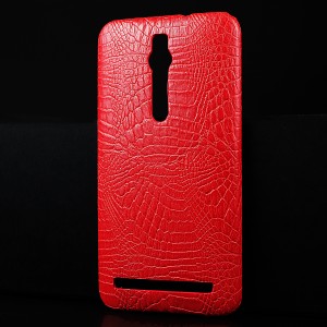 Чехол задняя накладка для Asus Zenfone 2 с текстурой кожи Красный