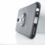 Силиконовый матовый непрозрачный чехол с встроенным кольцом-подставкой для Huawei Nova 2i, цвет Черный