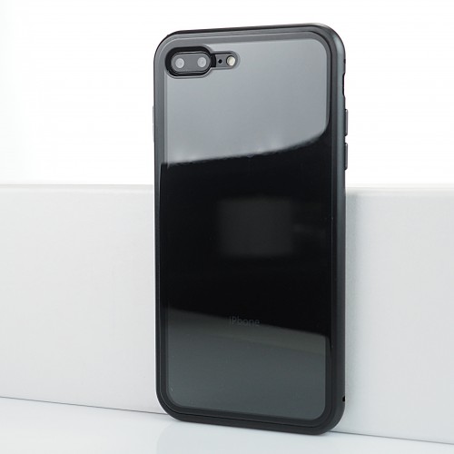 Двухкомпонентный чехол c металлическим бампером на магнитах с поликарбонатной накладкой для Iphone 7 Plus/8 Plus, цвет Черный