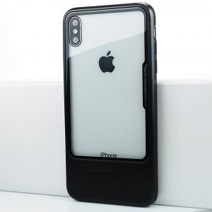 Двухкомпонентный сборный пластиковый матовый чехол с транспарентной поликарбонатной накладкой для Iphone Xs Max Черный