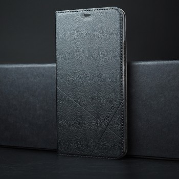 Чехол флип подставка текстура Линии на пластиковой основе с отсеком для карт для Huawei Mate 20 Lite Черный