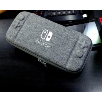 Противоударный футляр повышенной жесткости с тканевым покрытием и отсеками для картриджей для Nintendo Switch Серый