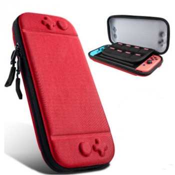 Противоударный футляр повышенной жесткости с тканевым покрытием и отсеками для картриджей для Nintendo Switch Красный
