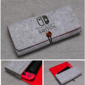Войлочная папка с отсеками для картриджей на резинке для Nintendo Switch Серый