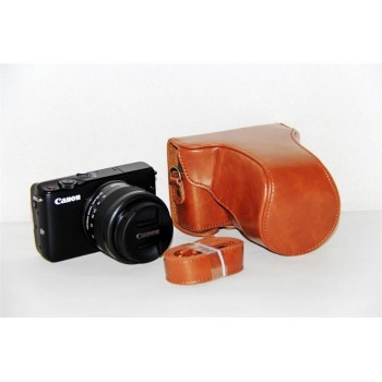 Жесткий защитный чехол-сумка текстура Кожа для Canon EOS M100 Бежевый