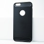 Силиконовый матовый непрозрачный чехол с текстурным покрытием Металлик для Iphone 6 Plus/6s Plus, цвет Черный
