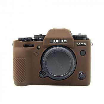 Силиконовый матовый нескользящий чехол для Fujifilm X-T3 Коричневый