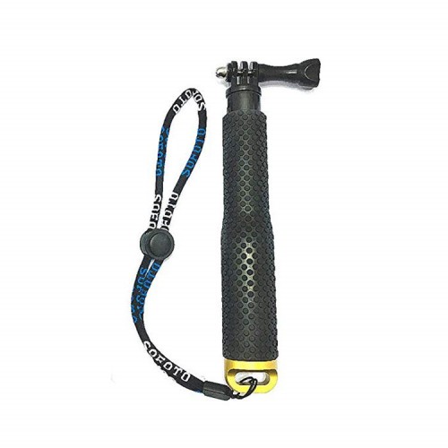 Телескопический (19-49см) монопод с нескользящей ручкой и страховочным ремешком для экшн-камер GoPro/Xiaomi/DJI/Sony/Insta360, цвет Желтый
