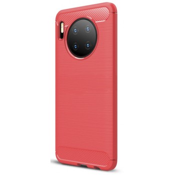 Силиконовый матовый непрозрачный чехол с текстурным покрытием Металлик для Huawei Mate 30 Pro  Красный