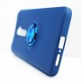 Силиконовый матовый непрозрачный чехол с встроенным кольцом-подставкой для OPPO Reno 10x Zoom, цвет Синий