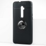 Силиконовый матовый непрозрачный чехол с встроенным кольцом-подставкой для OPPO Reno 10x Zoom, цвет Черный