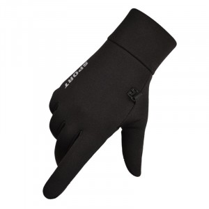 Влагозащитные спортивные нескользящие сенсорные перчатки Унисекс Черный