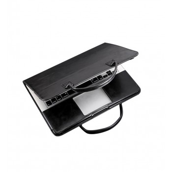 Чехол сумка текстура Кожа с угловыми креплениями для MacBook Air 13.3 (A1466/A1369) Черный