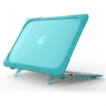 Противоударный двухкомпонентный чехол накладка со складными ножками для MacBook Pro Touch Bar 13.3 Голубой