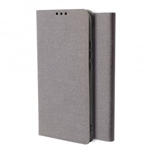 Чехол горизонтальная книжка подставка на силиконовой основе с отсеком для карт и тканевым покрытием для Huawei Y9s  Серый