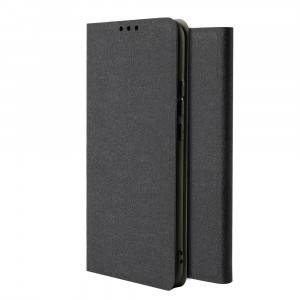 Чехол горизонтальная книжка подставка на силиконовой основе с отсеком для карт и тканевым покрытием для Huawei Y9s  Черный