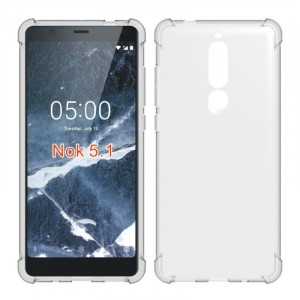 Силиконовый глянцевый транспарентный чехол с усиленными углами для Nokia 5.1 