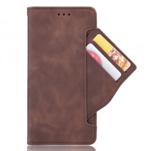 Винтажный чехол портмоне подставка на силиконовой основе с отсеком для карт и внешним картхолдером на магнитной защелке для Samsung Galaxy A01/ M01 Коричневый