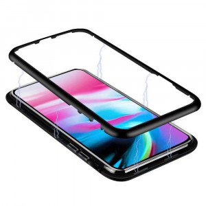 Двухкомпонентный металлический магнитный чехол для  Samsung Galaxy S10 Lite с прозрачной стеклянной задней накладкой