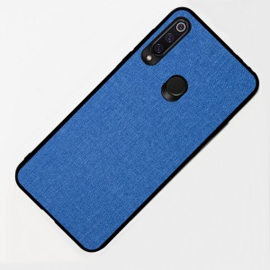 Силиконовый матовый непрозрачный чехол с текстурным покрытием Ткань для Huawei P40 Lite E/Honor 9C Синий