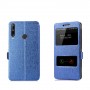 Чехол книжка для Huawei Honor 9C/P40 Lite E с окном вызова и полоcой свайпа, цвет Синий