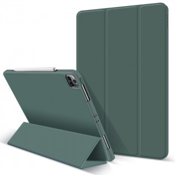 Сегментарный чехол книжка подставка на непрозрачной силиконовой основе с отсеком для пера для Ipad Pro 11 (2020)/ Pro 11 (2021) Зеленый