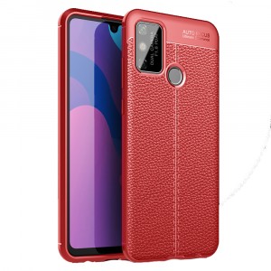 Силиконовый чехол накладка для Huawei Honor 9A с текстурой кожи Красный