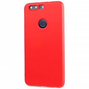 Силиконовый матовый непрозрачный чехол с нескользящим софт-тач покрытием для Huawei Honor 8 Красный
