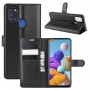 Чехол портмоне подставка для Samsung Galaxy A21s с магнитной защелкой и отделениями для карт, цвет Черный