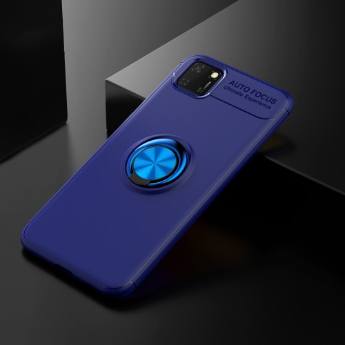 Силиконовый матовый чехол для Huawei Y5p/Honor 9S с встроенным кольцом-подставкой-держателем, цвет Синий