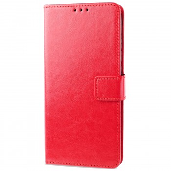 Глянцевый водоотталкивающий чехол портмоне подставка для Xiaomi RedMi 9 с магнитной защелкой и отделениями для карт Красный